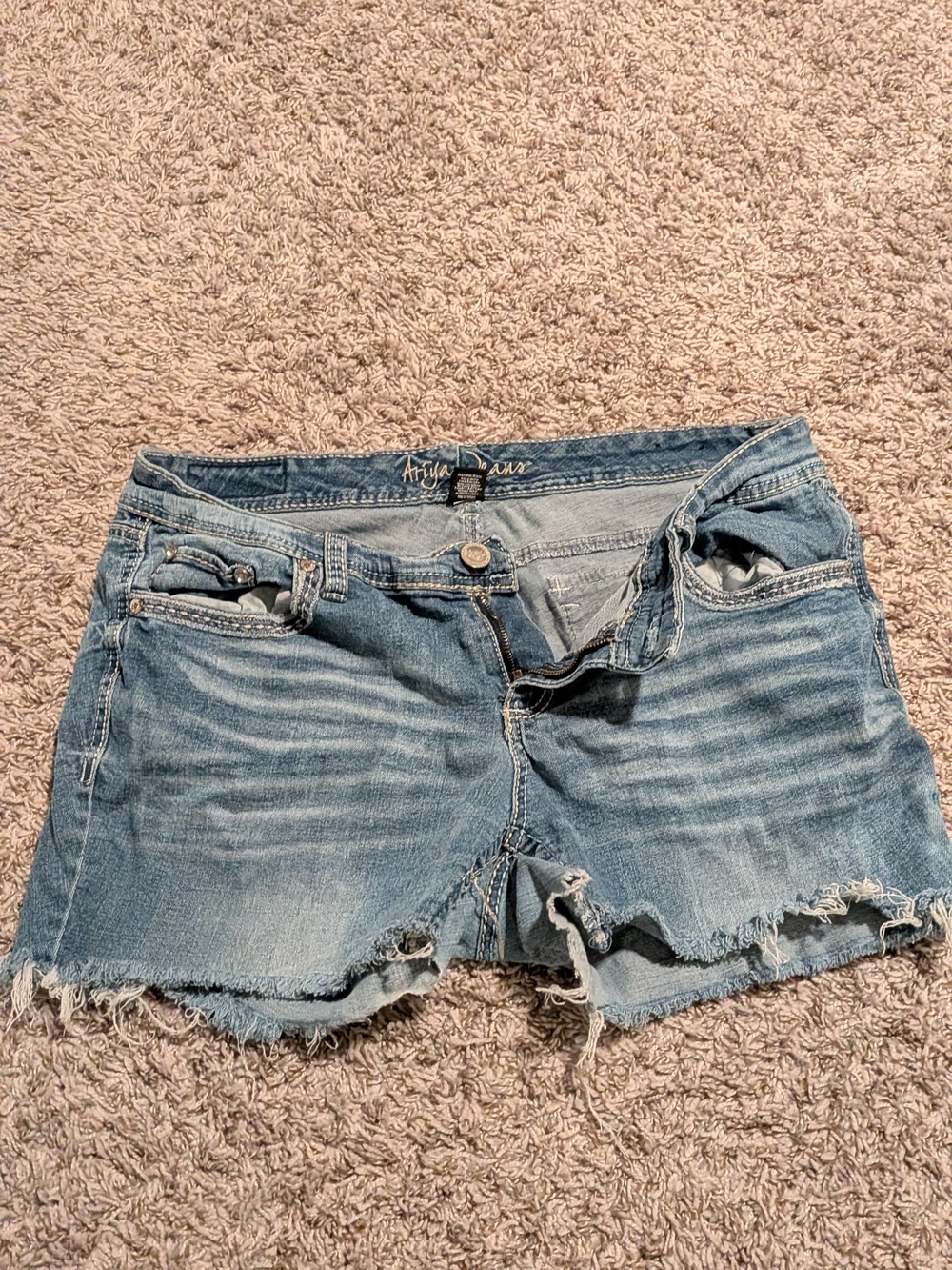 Ariya Light Blue Distressed Denim Shorts
